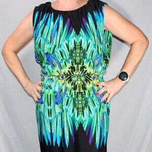Fenn Wright Manson Green & Blue Abstract Dress - Size 6